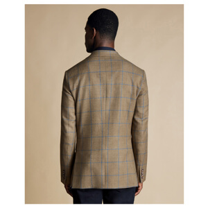 Charles Tyrwhitt Windowpane Wool Texture Jacket – Taupe